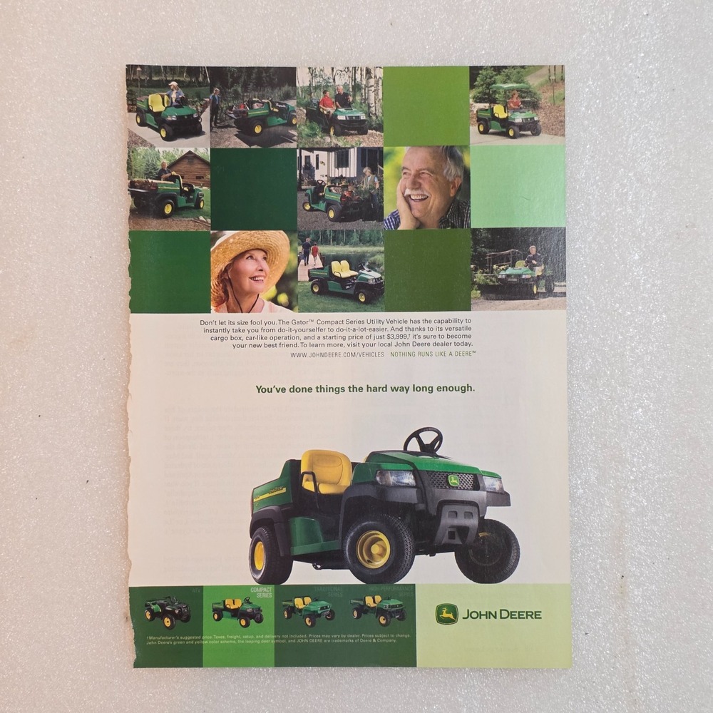 Vintage 2004 John Deere Gator Compact Series Utility Vehicle Print Ad 8x10.5